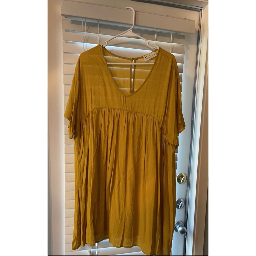 Mustard yellow dress up baby doll dress